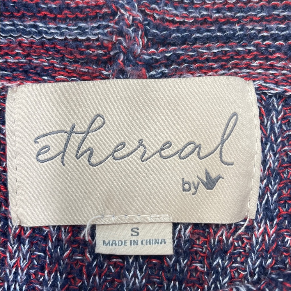 ๐5/$25 Ethereal by Paper Crane Boho Tweed Navy & Burgundy Mini Dress Sz S - Picture 2 of 7
